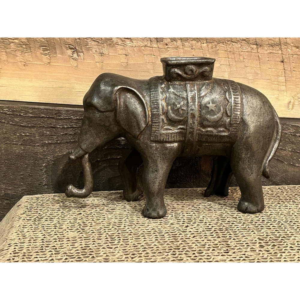 Antique Cast Iron "Elephant With Swinging‎ Trunk" Mechanical Bank